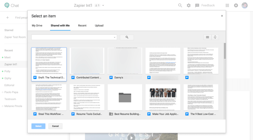 Sharing of Google Docs, Sheets, Slides, and Drive Files