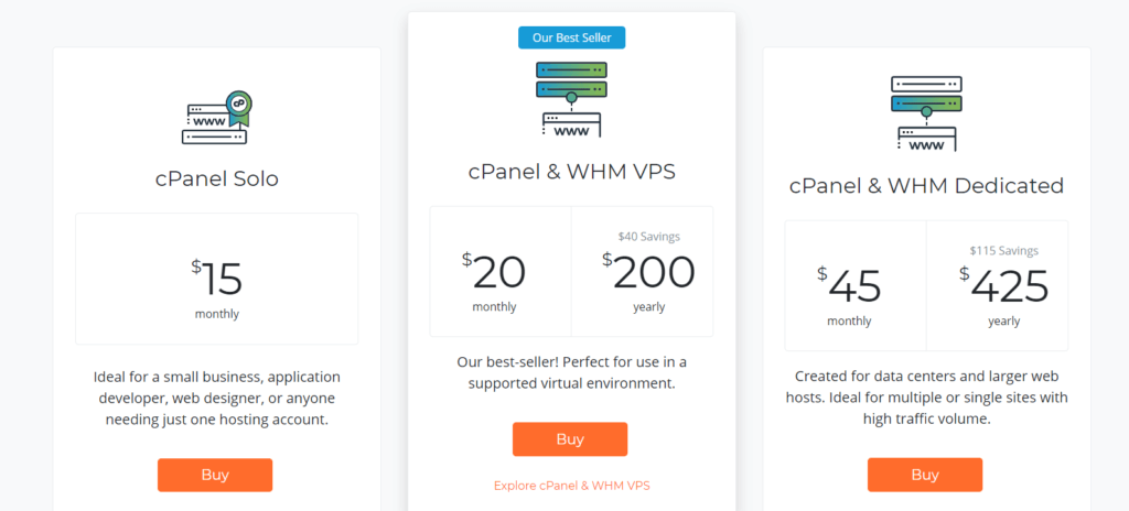cpanel old pricing